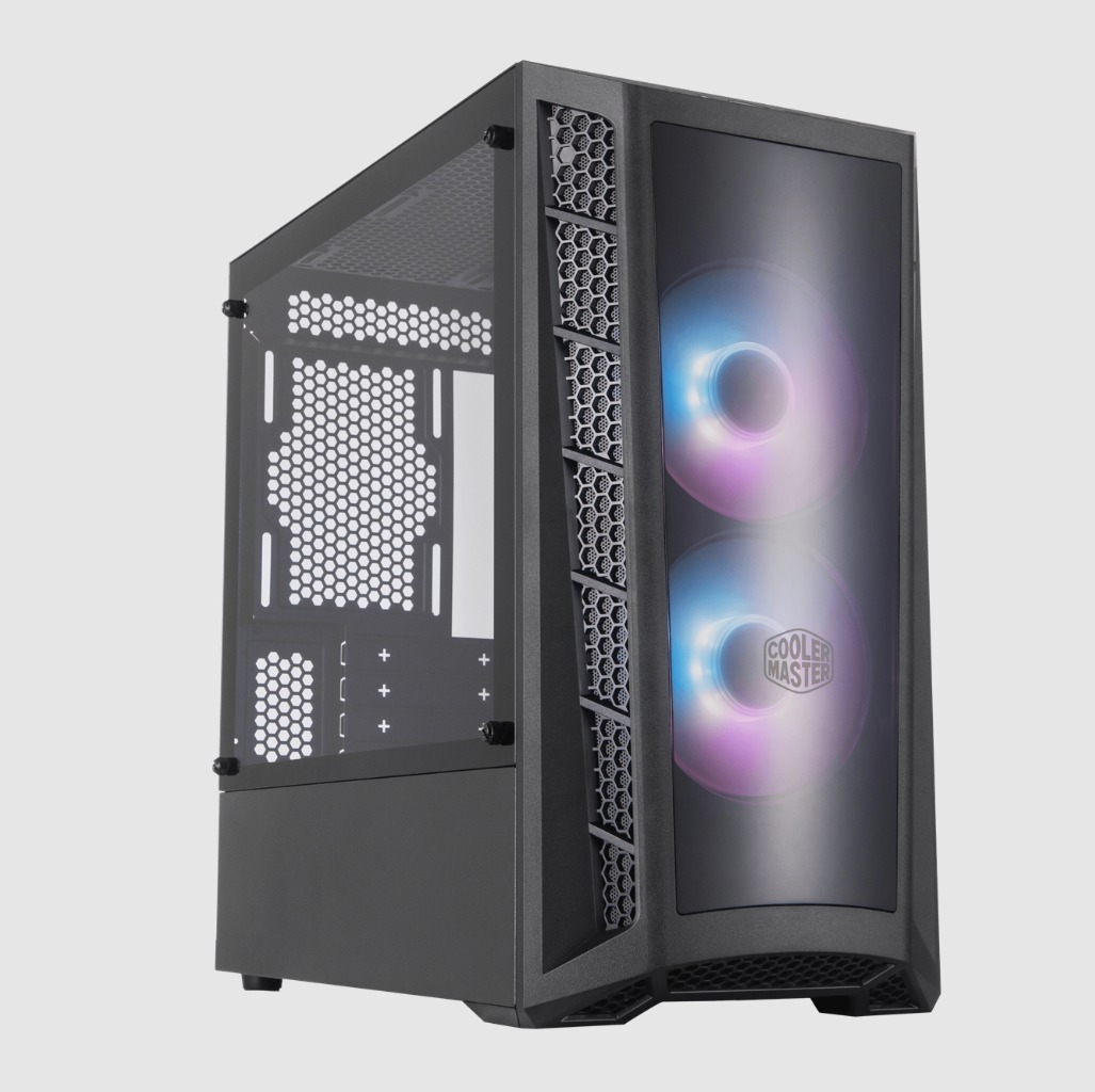 COOLER MASTER MASTERBOX MB320L ARGB / CAJA MICRO ATX / 1X VIDRIO TEMPLADO / 2X USB 3.2 / 2X ABANICO 120MM ARGB / 1X ARGB CONTROLADOR + SPLITER 2 TO 3